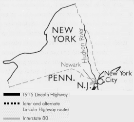 Map of the Lincoln Highway in New York