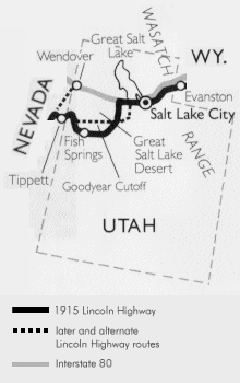 Map of the Lincoln Highway in Utah